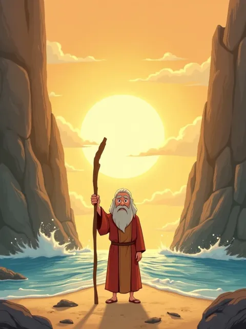 Ilustração de Moisés abrindo o Mar Vermelho